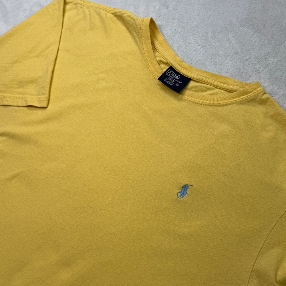 Polo Ralph Lauren Yellow T Shirt Classic Preppy Minimalist Soft Cotton Tee‎ Y2K